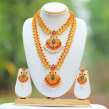 24K South Indian Gold Plated Bollywood Bridal Necklace Jewelry Set Earrings - £17.15 GBP