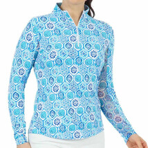 Nwt Ladies Ibkul Terra Seafoam Blue Long Sleeve Mock Golf Shirt Xs S M L Xl Xxl - £51.83 GBP