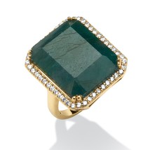 18K Gold Over Sterling Silver Emerald Cut Green Sapphire Ring Size 6 7 8 9 10 - £199.79 GBP