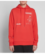 HELMUT LANG Mens Hoodie Puppy Printed Long Sleeve Casual Red Size XS I01... - £66.04 GBP