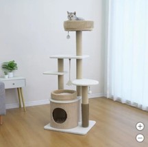 Catry Cat Tree Scratcher Condo Beige Pasadena 5-Levels 54&quot; Eco-Friendly ... - $144.99
