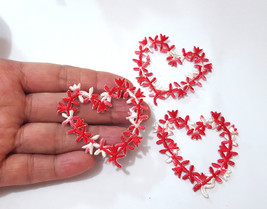9pcs White & Red Heart Flower Embroideries Patches Iron On 2" width PH71 - $6.99