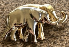 Vtg Liz Claiborne Signed Silver and Gold Tone Elephant Trunk Up Brooch Pin - £11.83 GBP