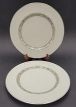 Set of 2 Lenox Springdale Dinner Plates Platinum Trim - $28.04