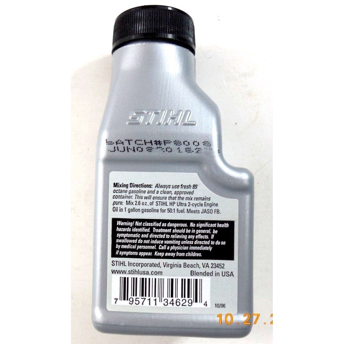 Primary image for Stihl 1 Gal HP Ultra 2 Cycle Synthetic Engine Mix Oil 2.6 Ounces Makes 1 Gallon