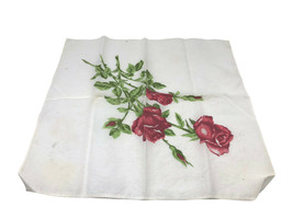 Vintage Handkerchief Hankie Red Pink Roses White Floral Flowers Romantic... - £14.82 GBP