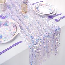 Sequin Iridescent Table Runner 25 x 120 Inches Purple New - $12.95