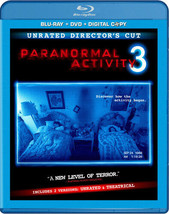 Paranormal Activity 3 (Blu-ray/DVD, 2012, 2-Disc Set) Unrated Director&#39;s Cut M1 - £5.61 GBP