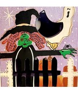 Halloween Witch Wooden Tissue Box Or Candle Holder With Handle Ghosts Auc - $41.13 CAD