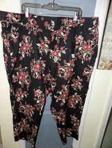 Glamour X Lane Bryant Lena Cropped Ankle Black Floral Pants Size 28 Women&#39;s NEW - £39.68 GBP