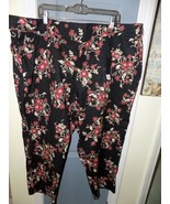 Glamour X Lane Bryant Lena Cropped Ankle Black Floral Pants Size 28 Wome... - $64.60