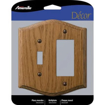 Rocker/Toggle Wallplate, 2-Gang Oak Wood, Medium Brown - Amerelle 701TR ... - $1.39 CAD