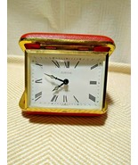 Vintage 70&#39;s EUROPA 2 Jewels German Folding Travel Alarm Clock Red Case ... - €34,05 EUR