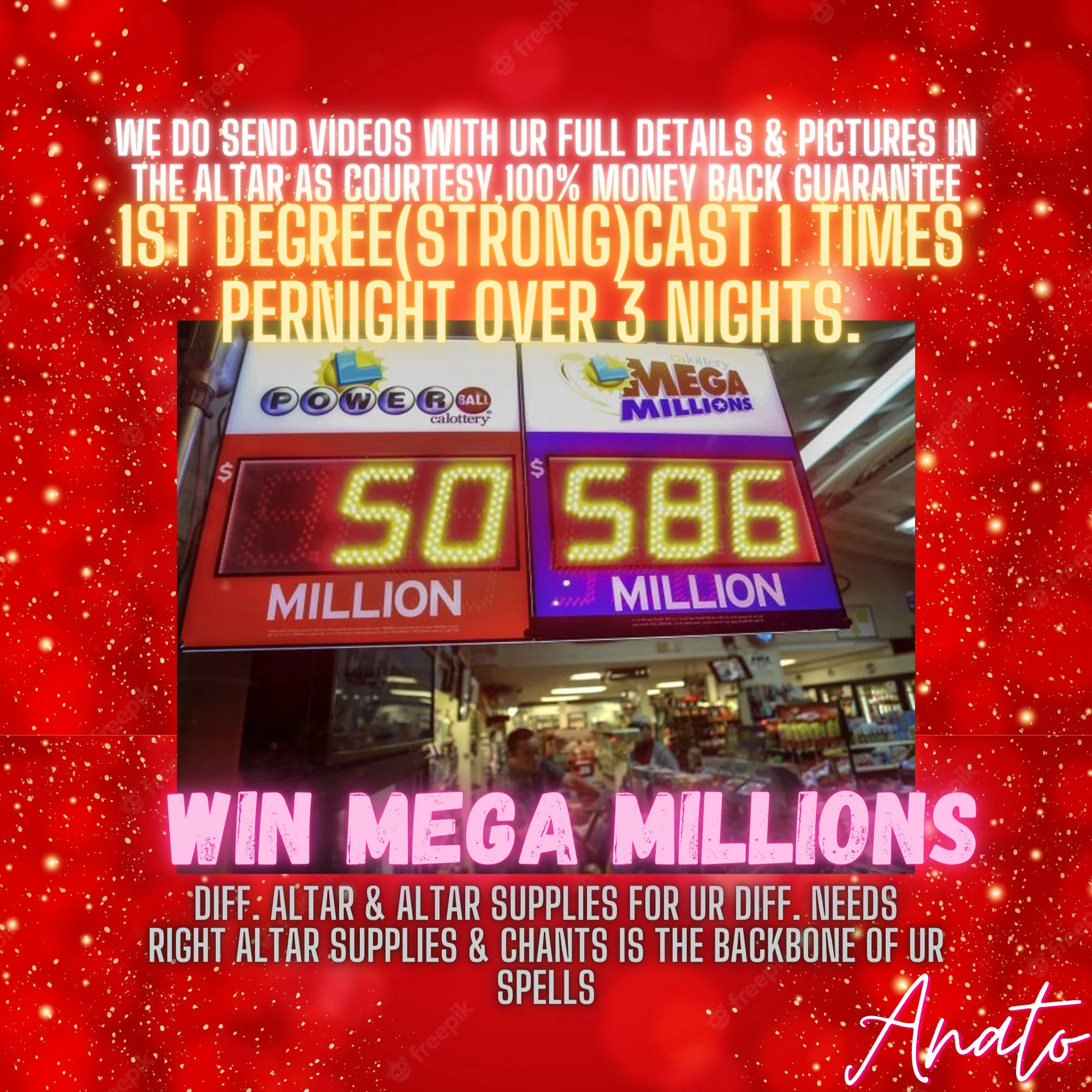 Lottery,Win Powerball Jackpot,Win Powerball Spell, Mega Millons Lotto - $660.00