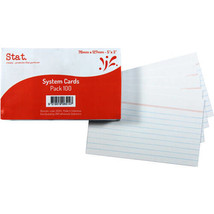 Stat Ruled System Cards 100pk (White) - 5x3&quot; - $29.99