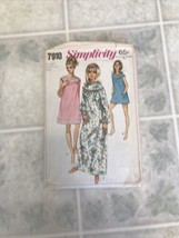 Vintage Simplicity Pattern 7910 Nightgown Pajamas Bloomers 60&#39;s UnCut Sz... - $17.30