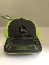 John Deere Trucker Hat Gray/ Bright Yellow Mesh OSFA SnapBack Embroidered - £17.17 GBP