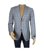 Men&#39;s Mono Turkey Sport Coat 100% Super 180s Wool 1522-02 Blue Brown Plaid - $4,702.78 MXN