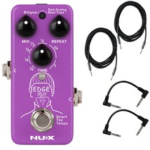 Nux Edge Delay Guitar Effects Pedal Bundle With 2 Instrument Cables And 2 Patch  - £120.73 GBP