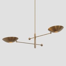 2 light Mid Century Modern Raw Brass Pendant Sputnik chandelier light Fixture - £232.54 GBP