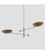 2 light Mid Century Modern Raw Brass Pendant Sputnik chandelier light Fi... - £228.75 GBP