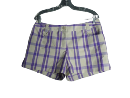 Adidas Golf Fashion Performance Plaid Mid Rise Shorts Purple White Size 8 - £13.32 GBP