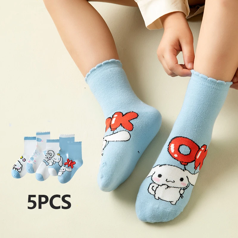 Cute Sanrio Children Socks Cinnamoroll Kawaii Cartoon Anime Students Autumn - £9.79 GBP