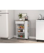 White &amp; Light Oak Kitchen Cart: 5 Shelves, 1 Drawer - $3,902.90 MXN