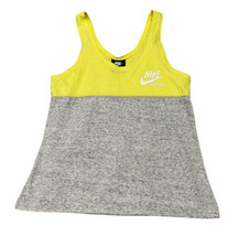 Women&#39;s NIKE Sportswear Tank Top Yellow &amp; Gray Sz M Cotton - $21.80