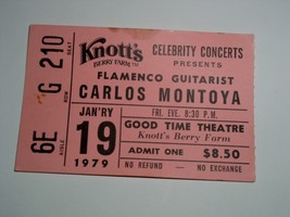 Carlos Montoya Concert Ticket Stub Vintage 1979 Knott&#39;s Berry Farm Flame... - $950.15 MXN
