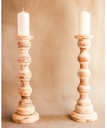 Candelabros de madera decapados. Portavelas de madera. Candelero. Candiles. - $3,581.52 MXN
