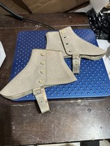 Vintage Spats Shoe Covers Gaiters Felt &amp; Leather - £15.59 GBP