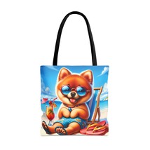 Tote Bag, Dog on Beach, Pomeranian in shorts, Tote bag, 3 Sizes Available, awd-1 - £22.38 GBP+