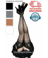 Fully Fashioned Stockings Seamed Cuban Heel KEY HOLE WELT  Various colour M/L - $10.71