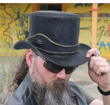 Steampunk Style Men&#39;s Festival Top Hat Eye Hatband Plated 100% Genuine L... - $39.27+