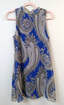 Everly WM S Dress Blue Paisley Print Sleeveless High NeckTrapeze Swing Dress USA - $19.34