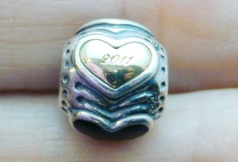 Authentic Pandora Sterling 14k 2011 Midnight Heart Charm Bead 790591EN16 - £74.31 GBP