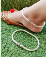 Bollywood Style Ethnic Indian Silver Plated Anklet Payal Stiff Kada Jewe... - £22.70 GBP
