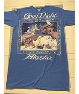 Vintage Alaska Nightgown Womens One Size Blue Jan Griggs Art Moose Wolf ... - $29.90
