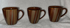 Sango AVANTI BROWN #4722 Coffee Cups Mugs Set Of 3 Unused 4” Tall x 3.5”... - $22.99