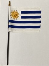 New Uruguay Mini Desk Flag - Black Wood Stick Gold Top 4” X 6” - $5.00