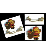 2 Holiday Christmas Santa Enameled Metal Fashion Brooch Pins Collectible... - £19.97 GBP