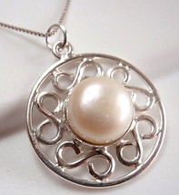 Pearl 925 Sterling Silver Pendant Infinity Symbols Say Forever Love New - £10.62 GBP