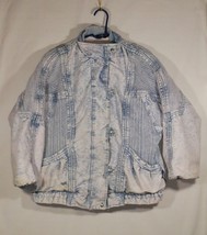 Vintage IZZI Womens White wash Denim Jacket Size Large Distressed - $29.99