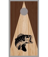Fish Silhouette on Triangle Stained Wood Corn Hole Board Decal Wrap - $27.42 CAD+