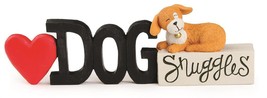 Dog Snuggles Message Block - Dog Figurine - $12.95