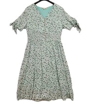 Reborn J Midi Dress Womens 3x Sage  Floral Print Smocked Waist Cottage C... - £12.66 GBP