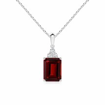 ANGARA 8x6mm Natural Garnet Pendant Necklace with Diamond Trio in 925 Silver - £160.88 GBP+