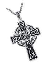 Irish Celtic Cross Necklace 925 Sterling Silver - £230.29 GBP