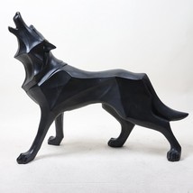 Resin Wolf Statue Home Decor Animal Sculpture Geometric Resin Figurine H... - $55.60